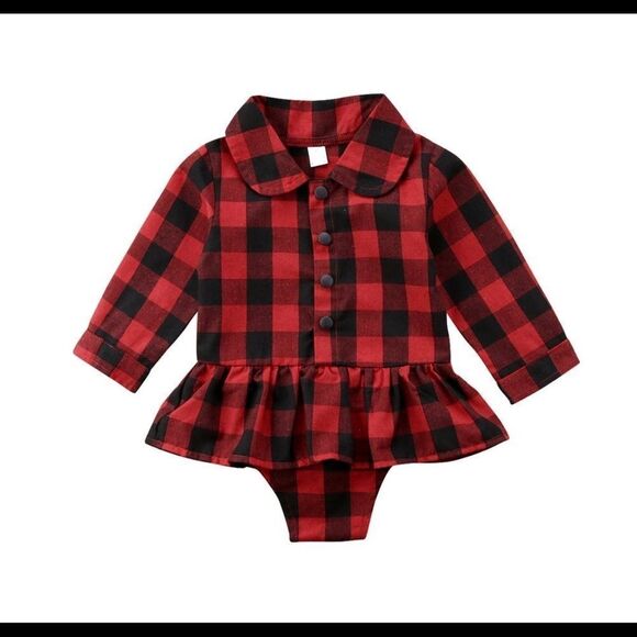 Elsa Bella Baby Rebecca Red Plaid Romper Shirt - Picture 1 of 3